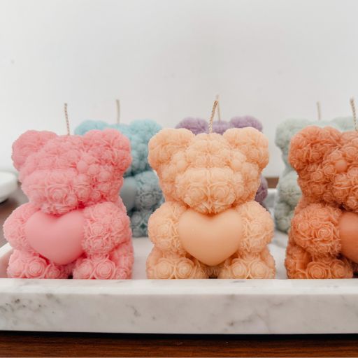 Big Heart Bear Pillar Candle