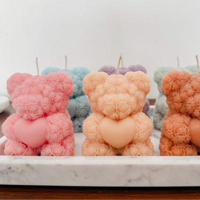 Big Heart Bear Pillar Candle