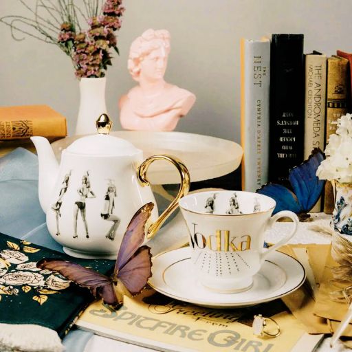 Burlesque Lady Tea Pot And Vodka Tea Cup