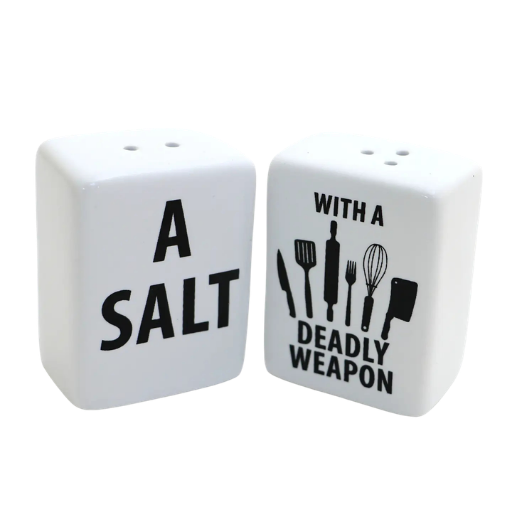 A Salt With a Deadly Weapon Salt & Pepper Shakers