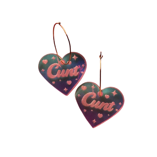 Iridescent C*nt Dangle Earrings