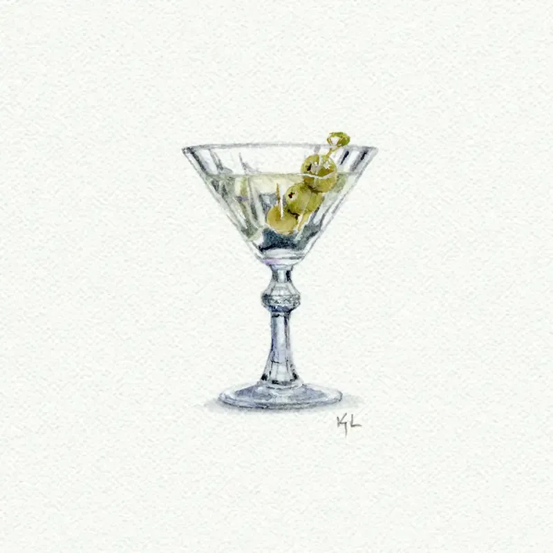 Karen Libecap Martini Glass Miniature Watercolor Painting