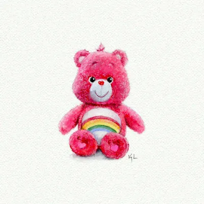 Karen Libecap Miniature Care Bear Water Color Art