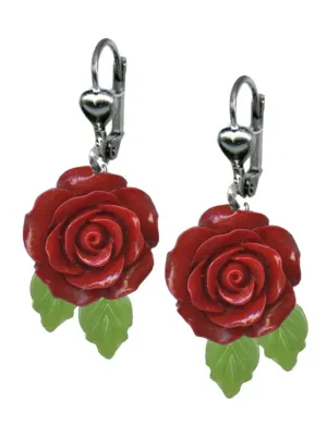 WESTERN RED ROSE DANGLE EARRINGS WESTERN RED ROSE DANGLE EARRINGS