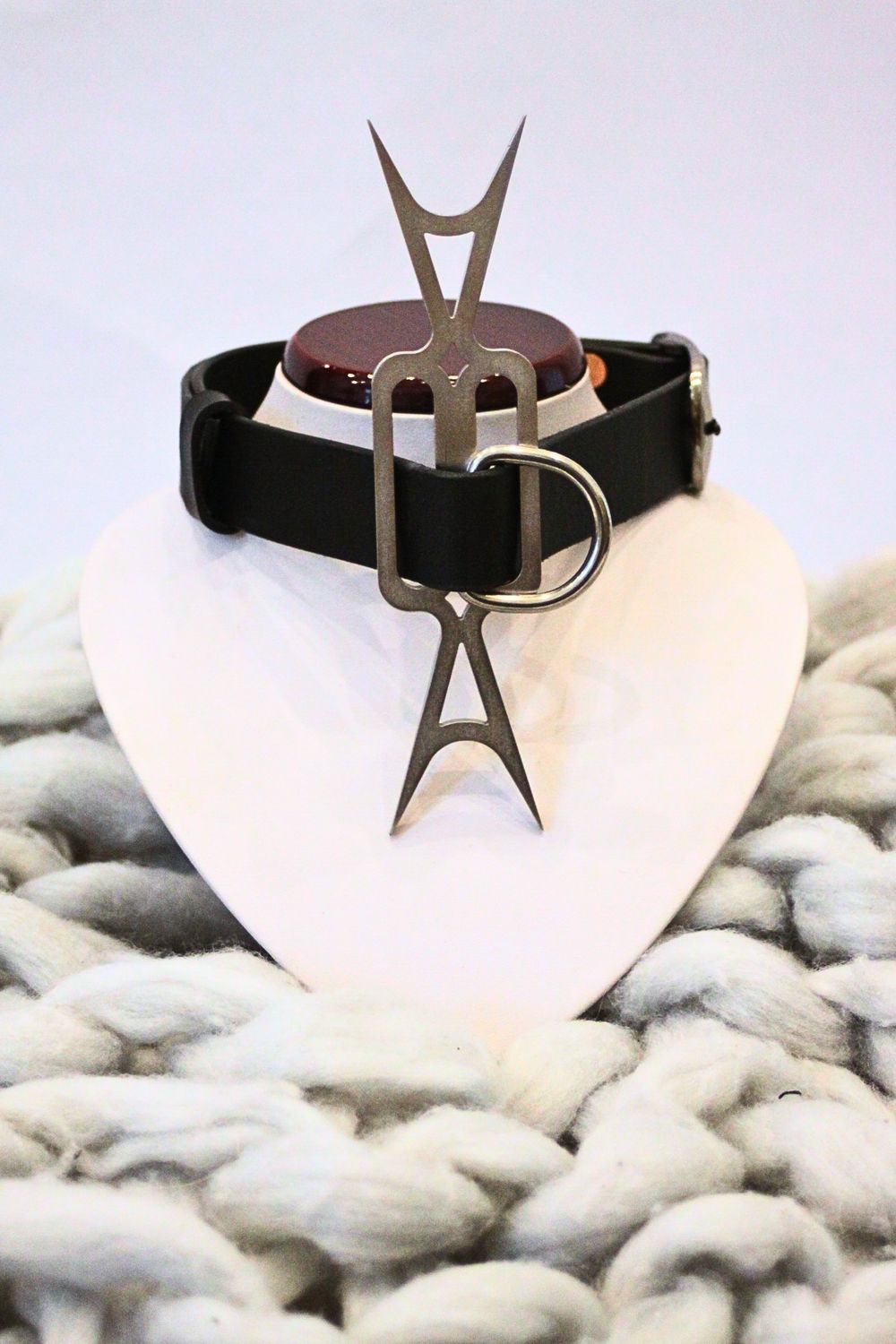 Heretic&#39;s Fork with Leather Collar Set - Stainless Steel BDSM Restraint