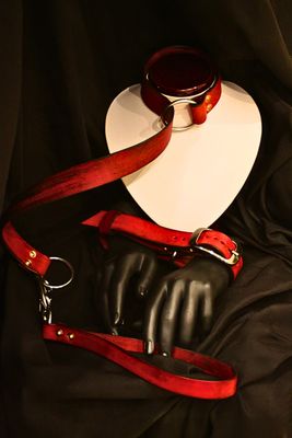 5 Colors BDSM Leather Belt Training Collar with Leash + Cuffs Set