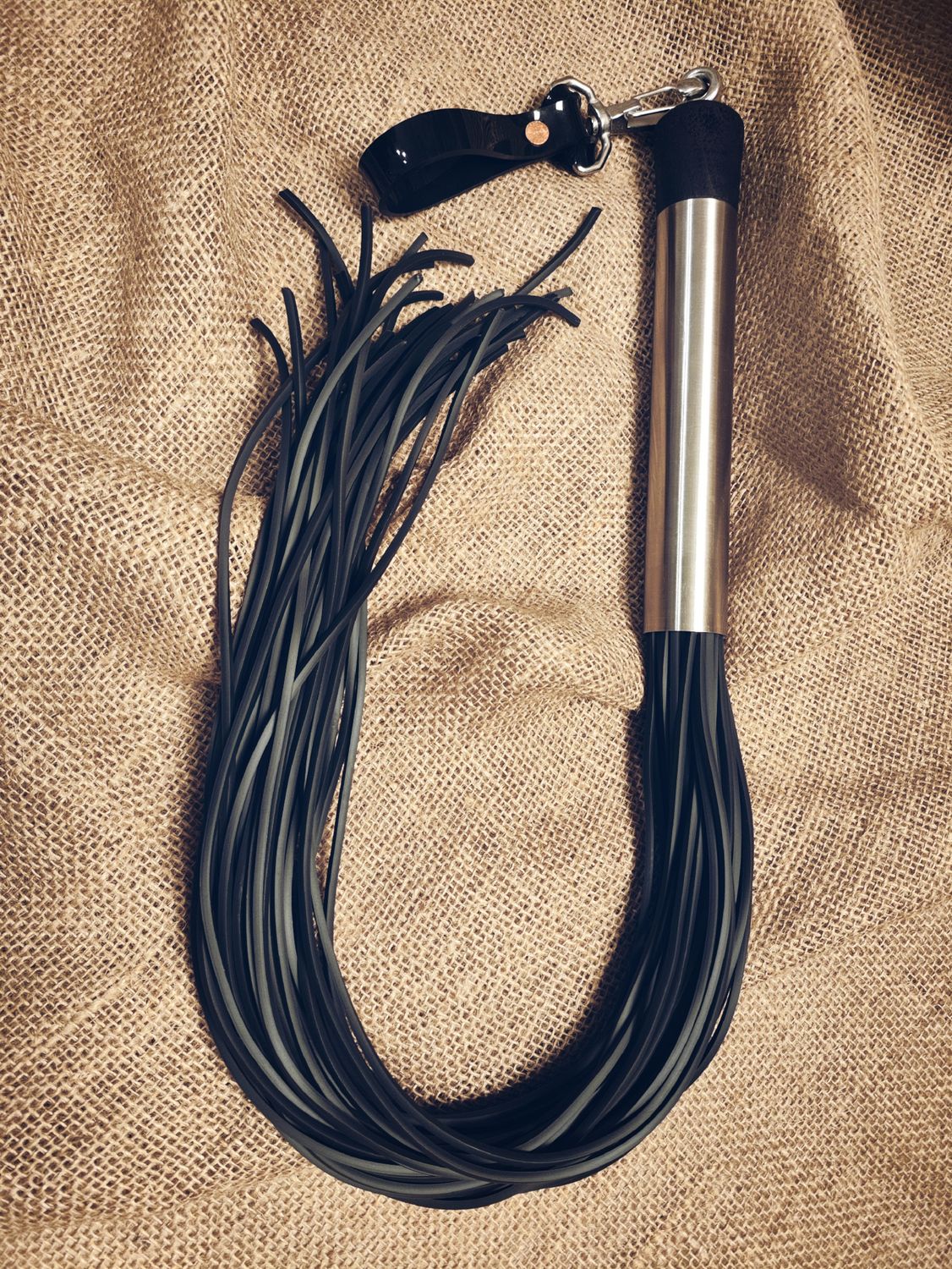 Hydra&#39;s Whisper - Rubber Strap Whip with Stainless Steel Handle