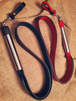 Feral Urus Leather Whip - Stainless Steel Handle