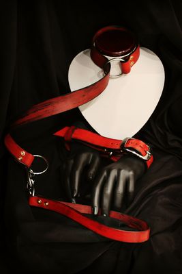 5 Colors BDSM Leather Belt Training Collar with Leash + Cuffs Set