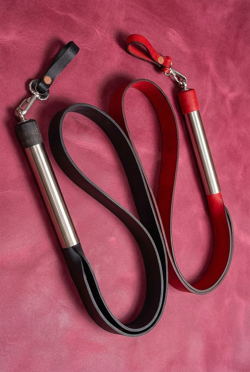 Feral Urus Leather Whip - Stainless Steel Handle