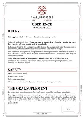 PROTOCOL 1 - OBEDIENCE - ORAL SUPPLEMENT