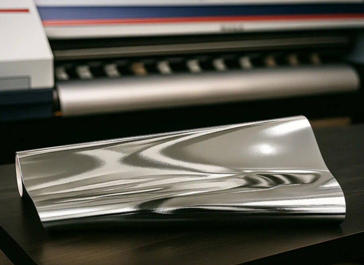 Graphictac  Mirror Silver Chrome Air-Release Printable Vinyl 54in x 150ft