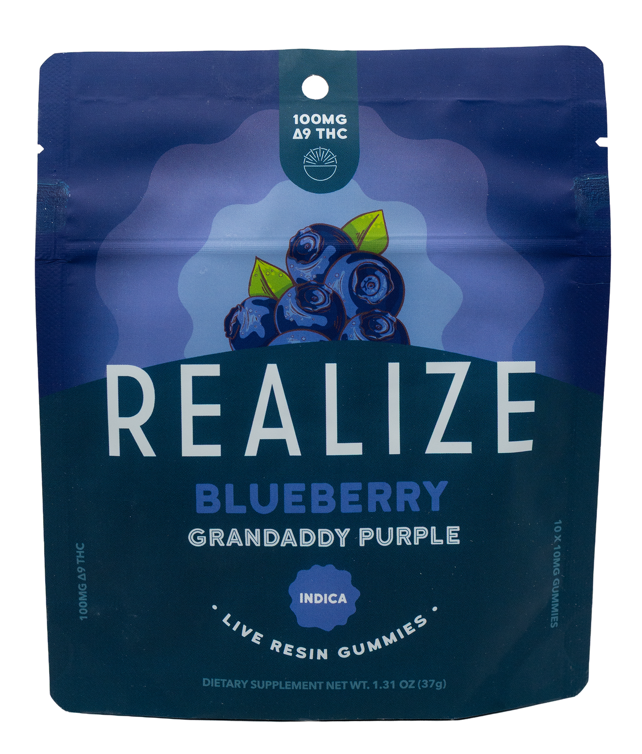 Realize LR Gummies Grandaddy Purple Blueberry flavor
