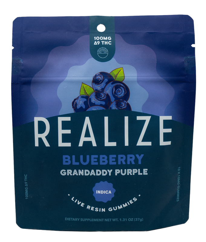 Realize LR Gummies Grandaddy Purple Blueberry flavor