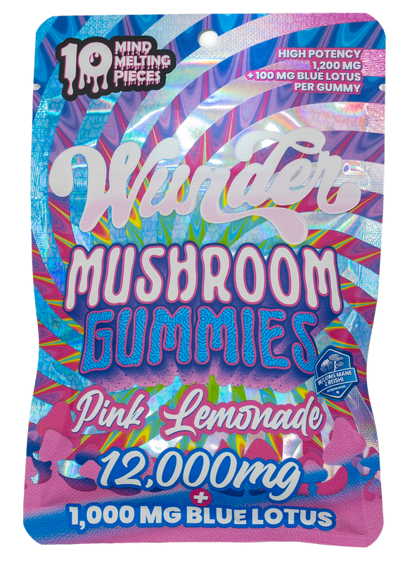 Wunder 12,000MG mushroom gummies pink lemonade