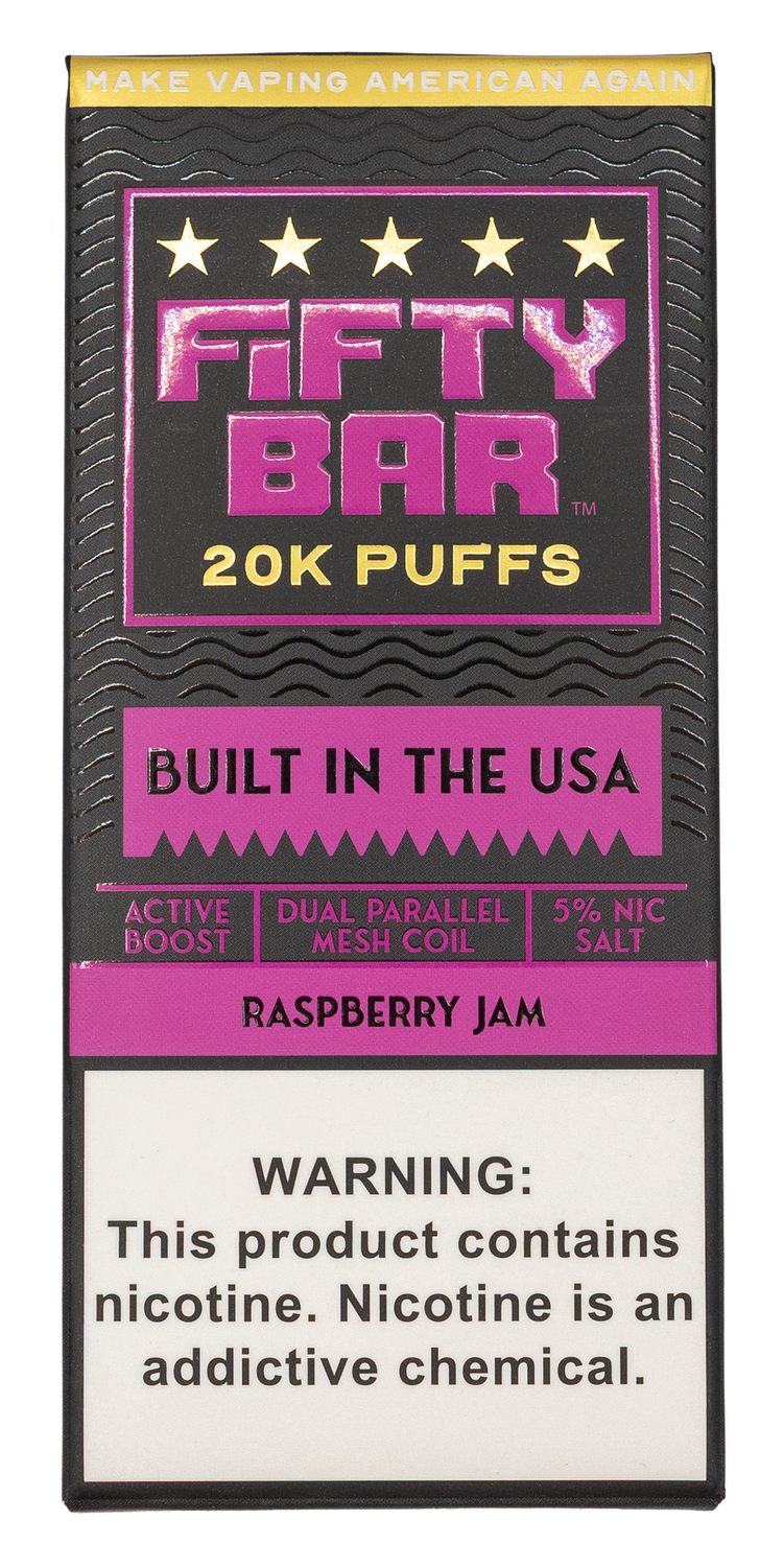 Fifty Bar Raspberry Jam 20k puffs