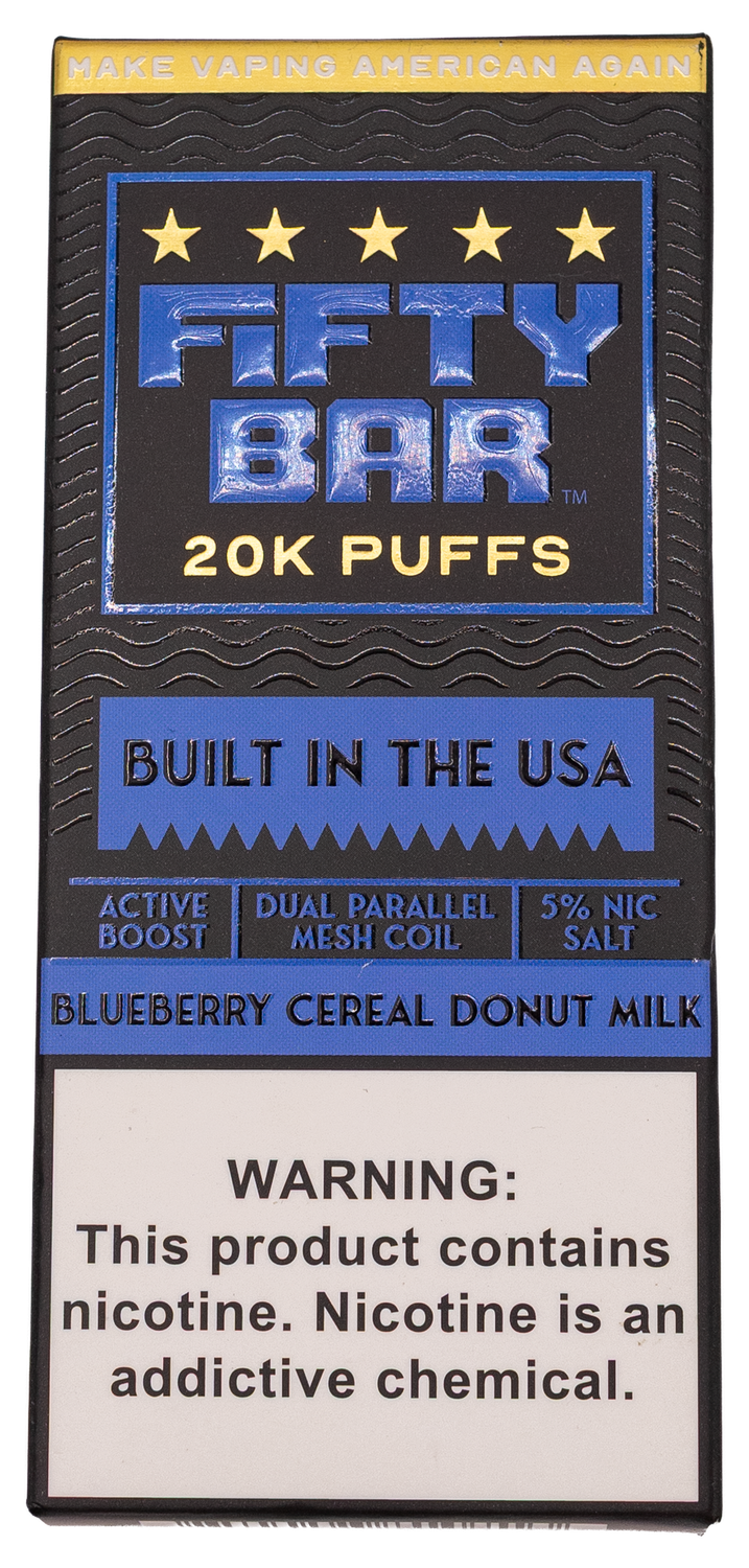 Fifty Bar 20k Blueberry cereal donut milk Fifty Bar 20k Blueberry cereal donut milk