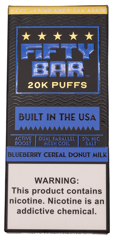 Fifty Bar 20k Blueberry cereal donut milk