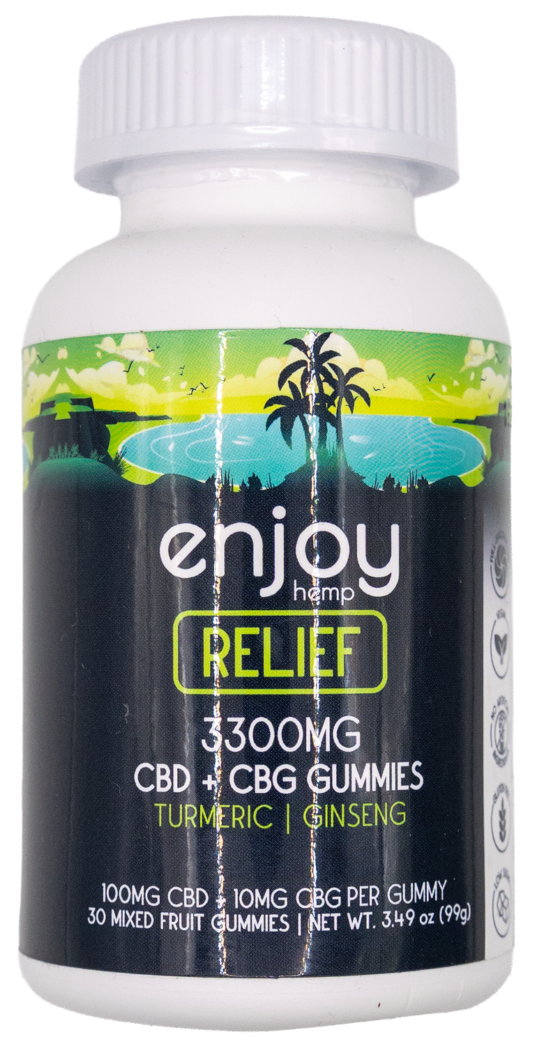 Enjoy Hemp Relief 3300 MG CBD + CBG Gummies Enjoy Hemp Relief 3300 MG CBD + CBG Gummies