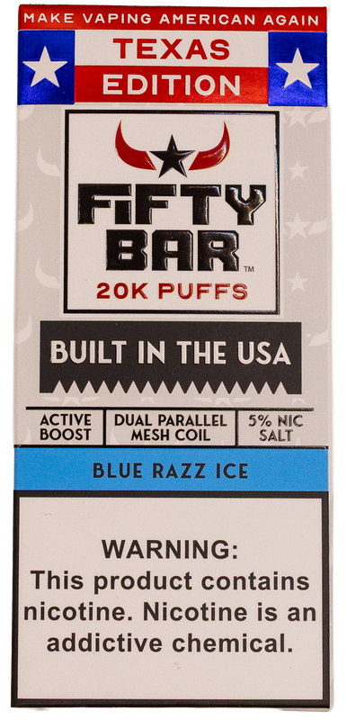Fifty Bar Blue Razz Ice