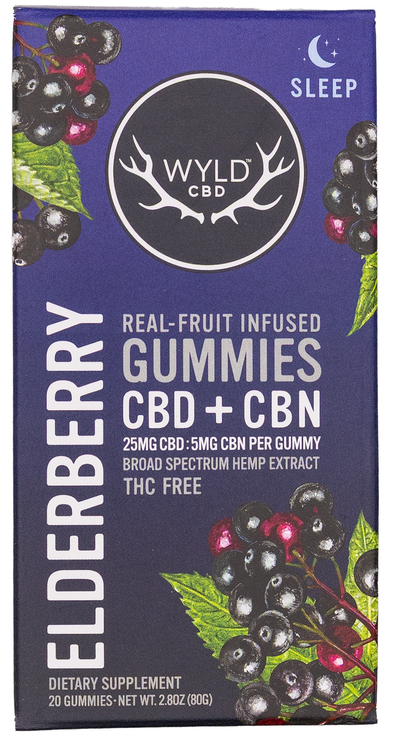 Wyld CBD+CBN 500MG Sleep Gummies 20pc Elderberry Wyld CBD+CBN 500MG Sleep Gummies 20pc Elderberry