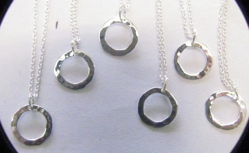 Small Open Hammered Circle Pendant