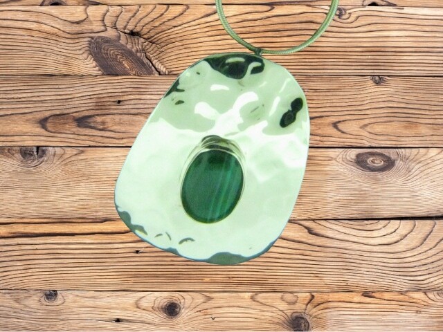 Large Plate Hammered w/  Stone Pendant