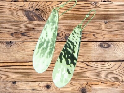 Long Plate Hammered Earrings