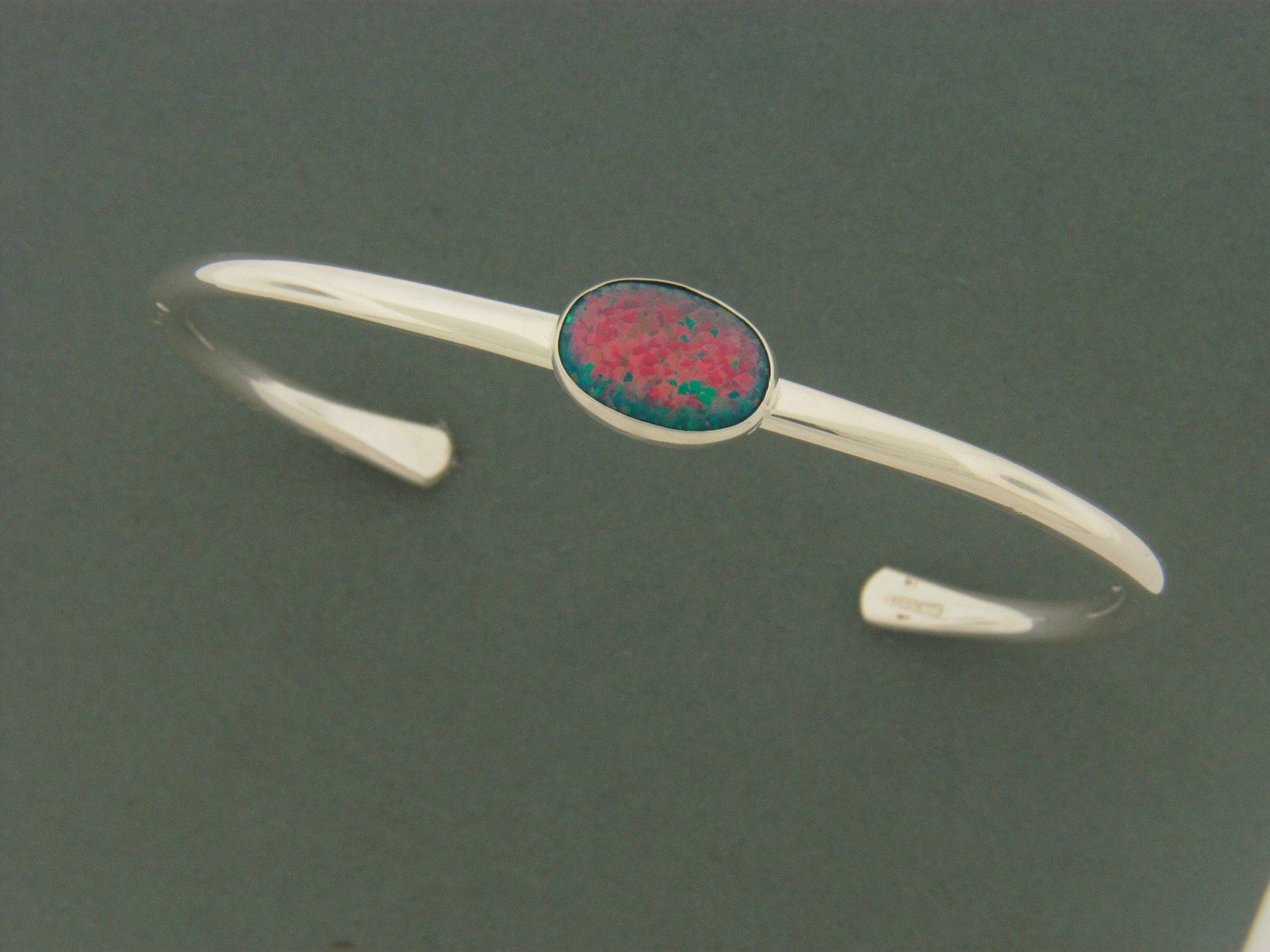 Heavy Hammered Top Cuff  w/Stone Bracelet
