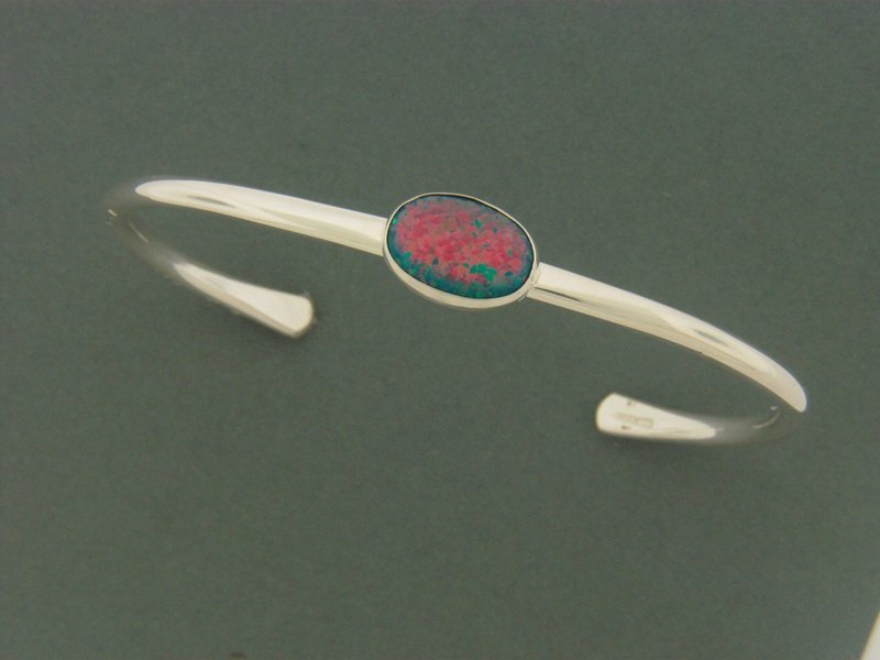 Heavy Hammered Top Cuff  w/Stone Bracelet