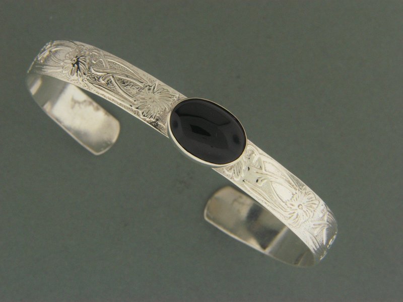 Wide Fancy w/Stone Bracelet