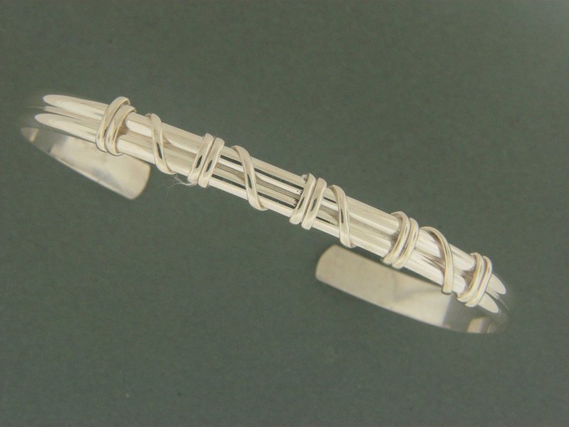 Light Double Band w/SS Wrap Cuff Bracelet