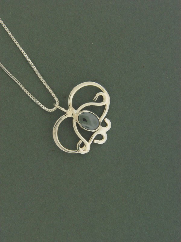 Curly Heart w/ Stone Pendant