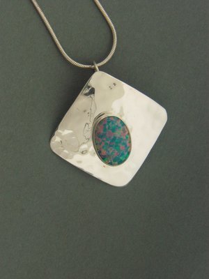 Square Plate w/ Stone Pendant