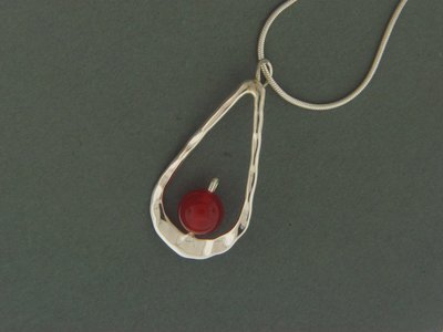 Large Tear w/ Bead Pendant