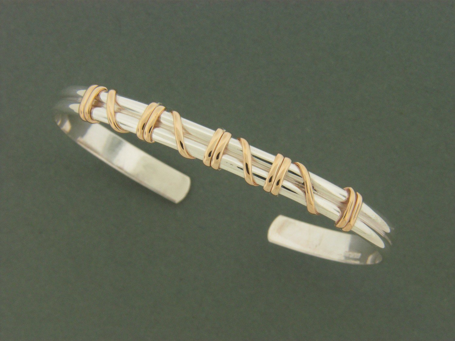 Light Double Band w/ GF Wrap Cuff Bracelet