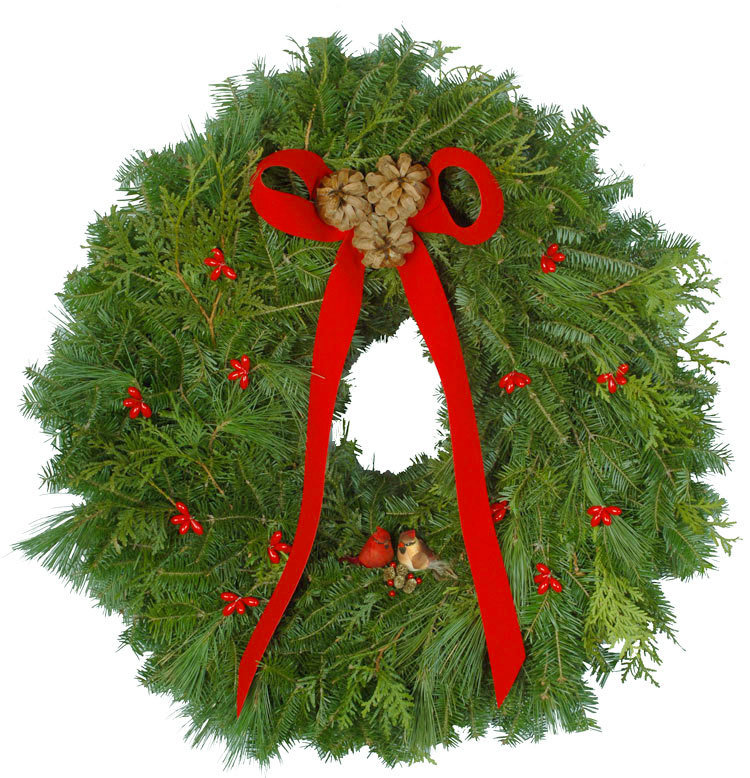Holiday Keepsake Pair of  Cardinal Birds Wreath