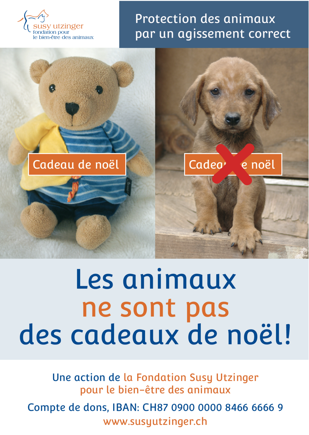 Affiche &quot;Les animaux ne sont pas des cadeaux de noël!&quot;