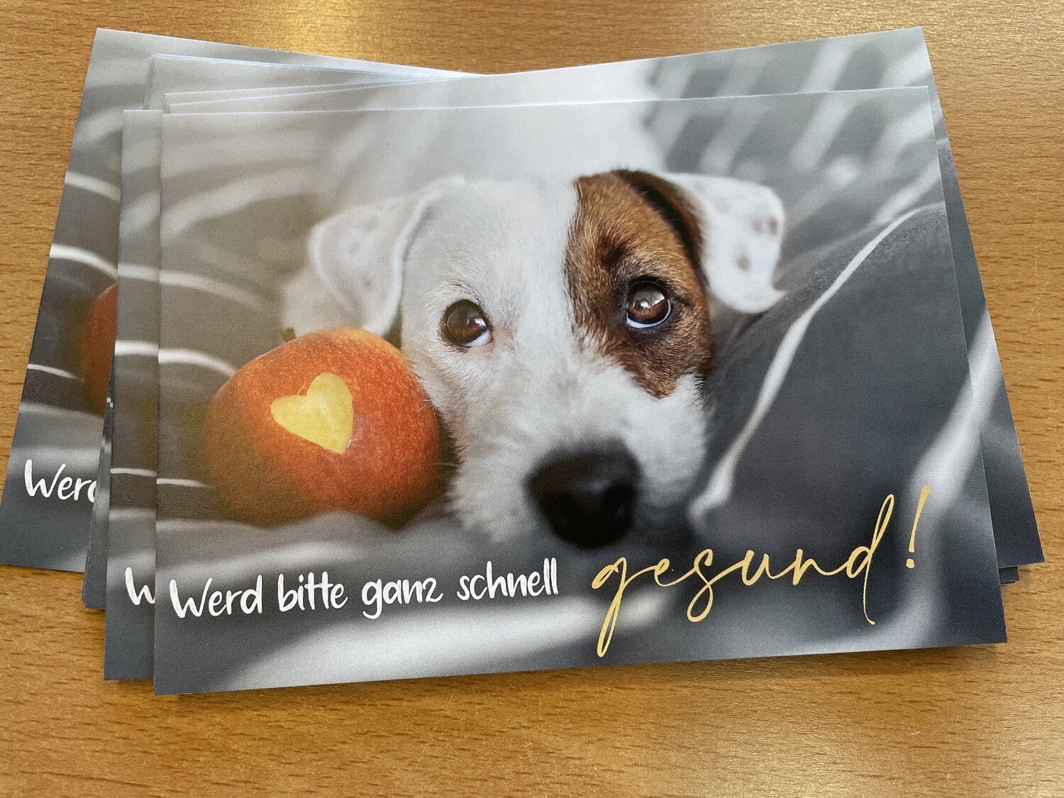 Fotokarte mit Spruch &quot;Werd bitte ganz schnell gesund&quot;