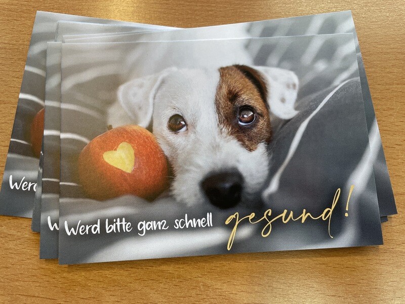 Fotokarte mit Spruch &quot;Werd bitte ganz schnell gesund&quot;