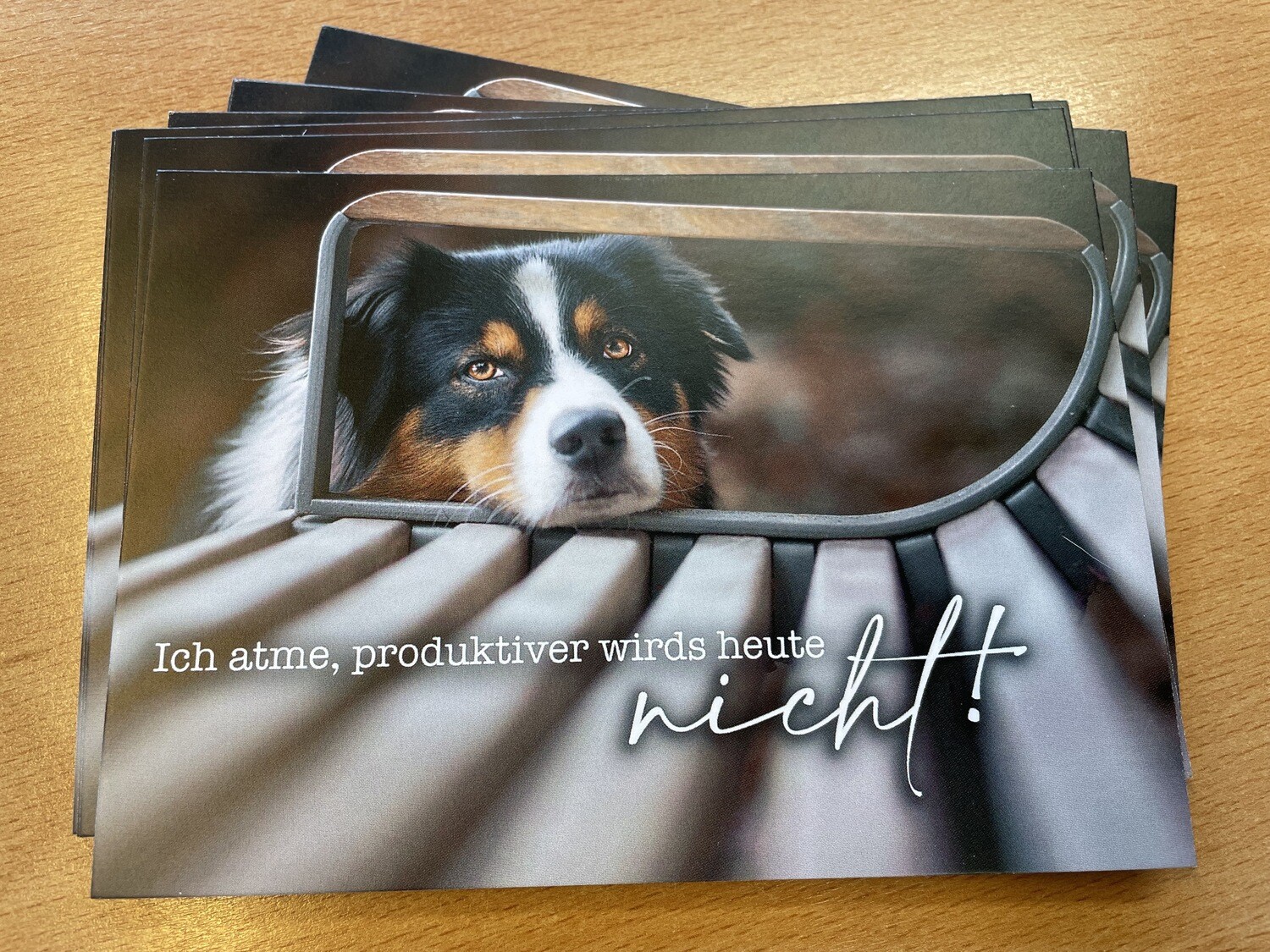 Fotokarte mit Spruch &quot;Ich atme, produktiver wirds heute nicht!&quot;