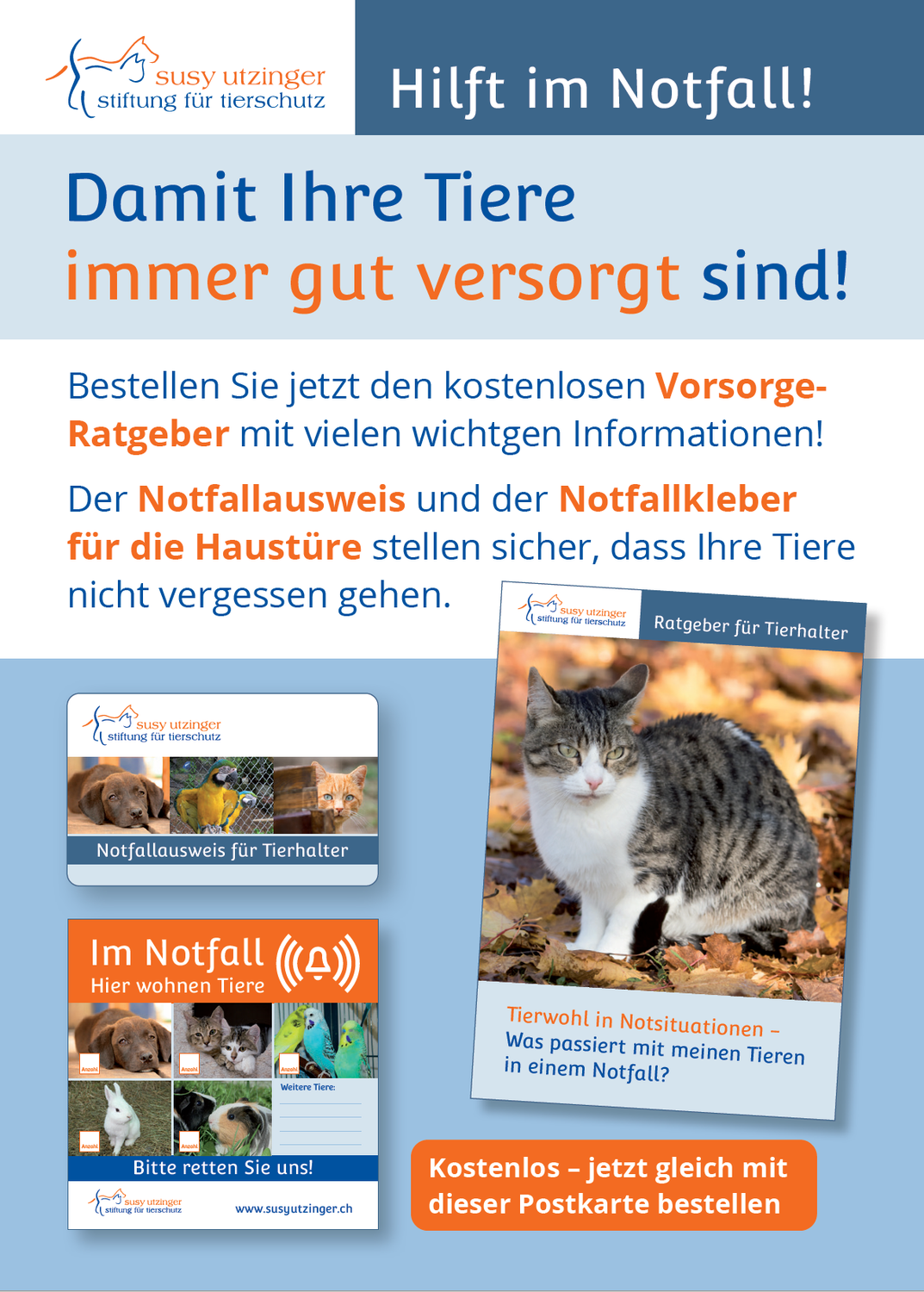 Bestellpostkarte - Tierwohl in Notsituationen