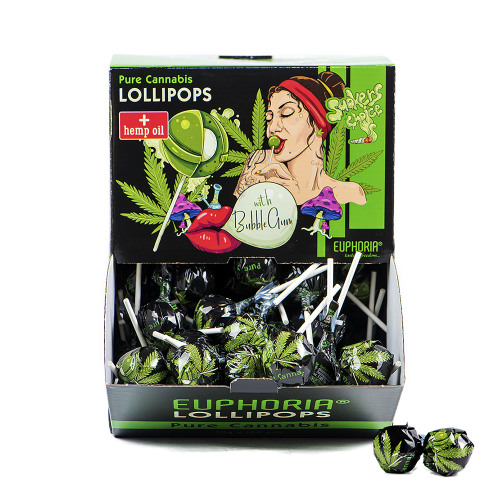 Piruletas con Chicle Pure Cannabis 25 G - Euphoria