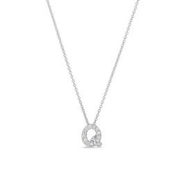 18K White Gold Tiny Treasures Diamond Love Letter "Q" Necklace