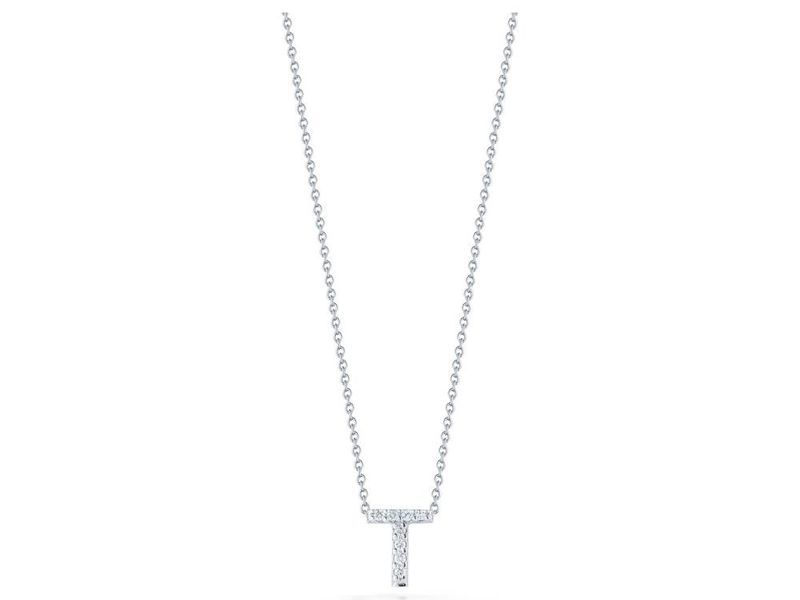 18K White Gold Tiny Treasures Diamond Love Letter "T" Necklace
