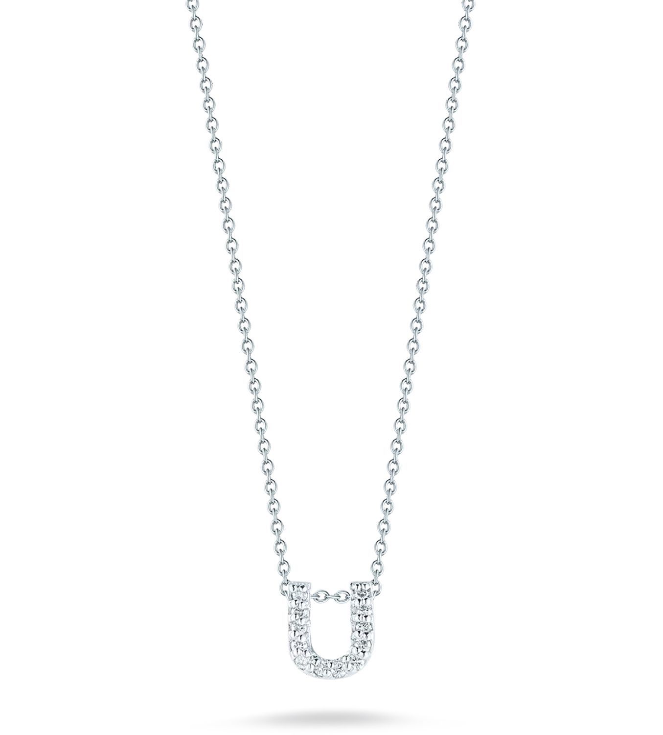 18K White Gold Tiny Treasures Diamond Love Letter "U" Necklace