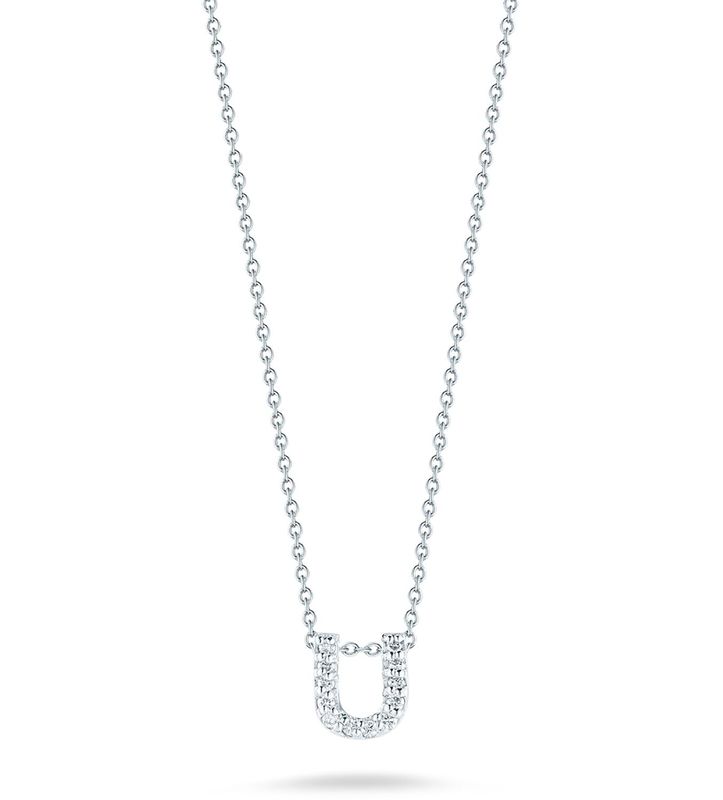 18K White Gold Tiny Treasures Diamond Love Letter "U" Necklace