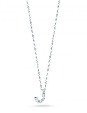 18K White Gold Tiny Treasures Diamond Love Letter "J" Necklace