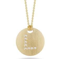 18K Yellow Gold Tiny Treasures Diamond Initial "L" Satin Disc Necklace