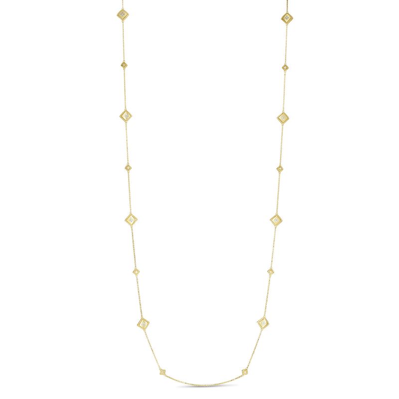 18K Yellow Gold Palazzo Ducale Multi Diamond Station Satin Chain